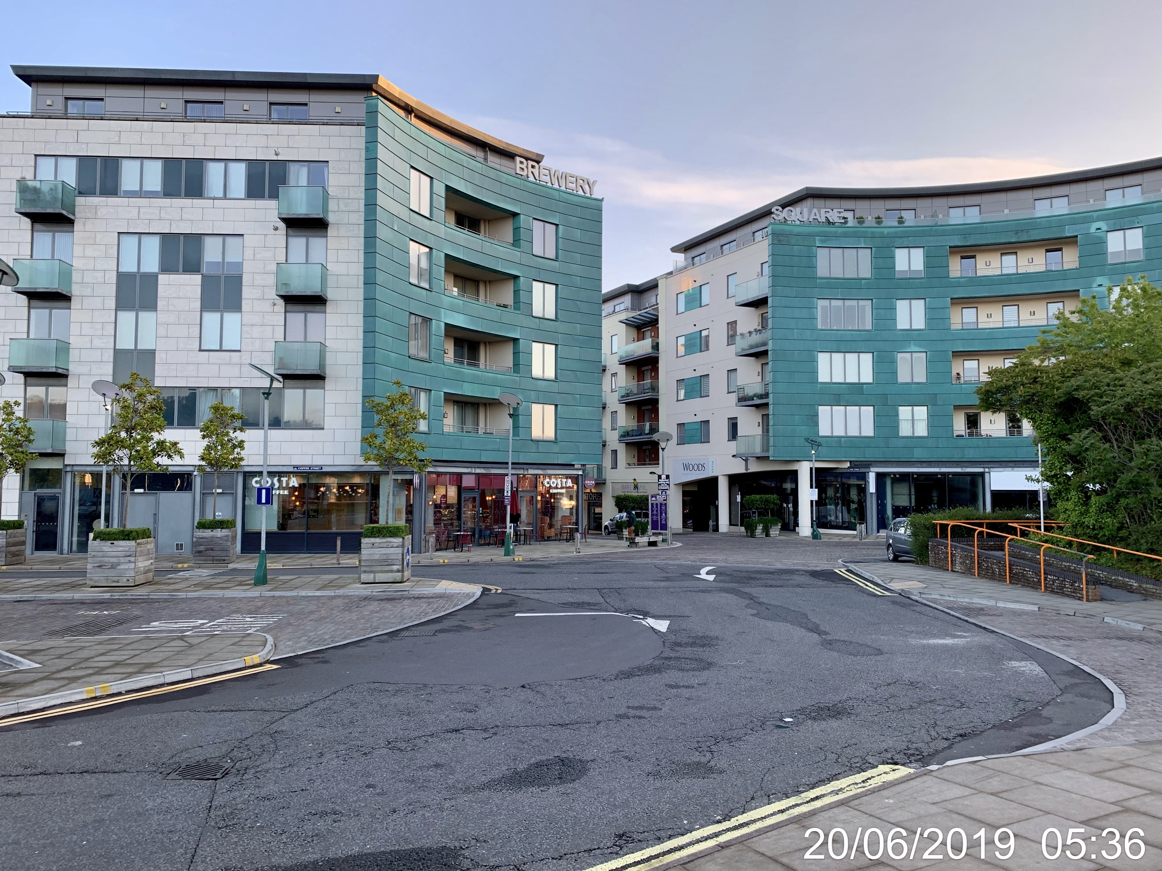 Brewer Square with Costa Coffee opening at 05:45 weekdays